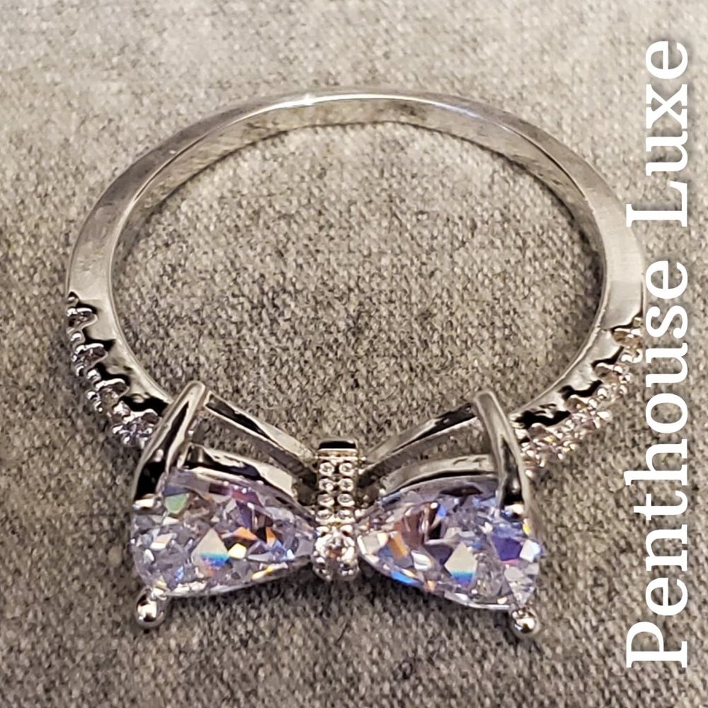 FINAL RESTOCK!! Trillion Cut Silver Bow Ring - Picture 3 of 7